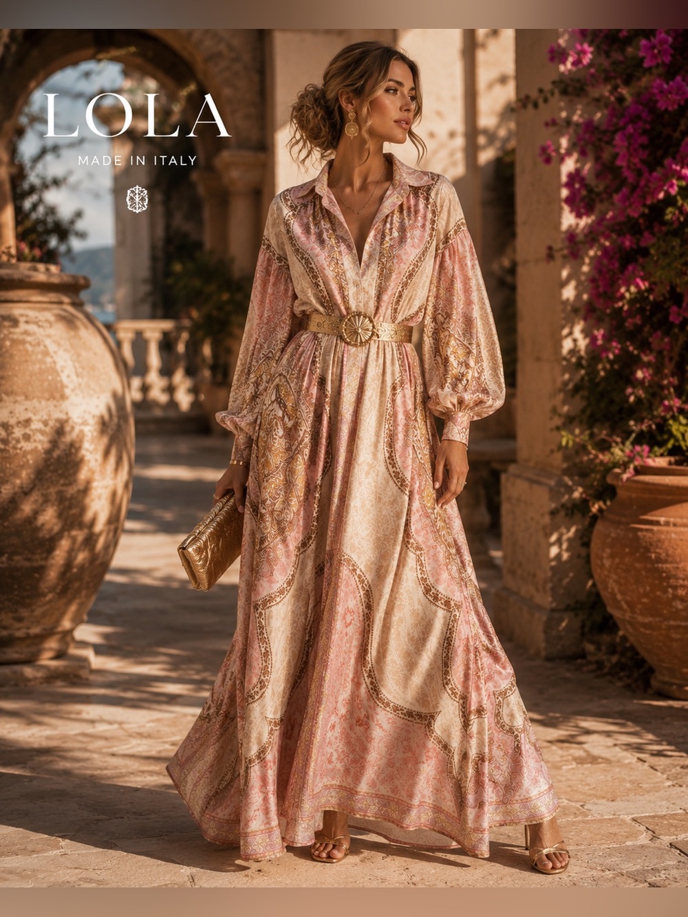 LOLA SILK MADE IN ITALY MAXI DRESS NWT Retails $400